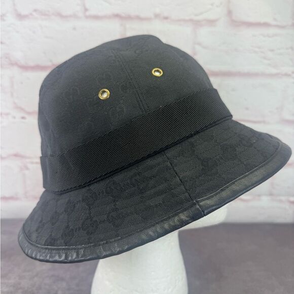Gucci Black Denim Grommet Bucket Hat - Picture 4 of 10